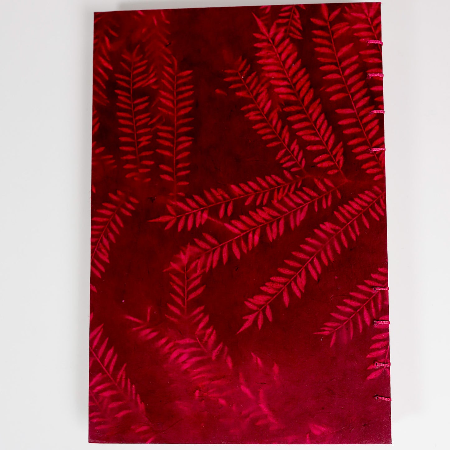 Handmade Mixed Media Journal - Magenta Leaves