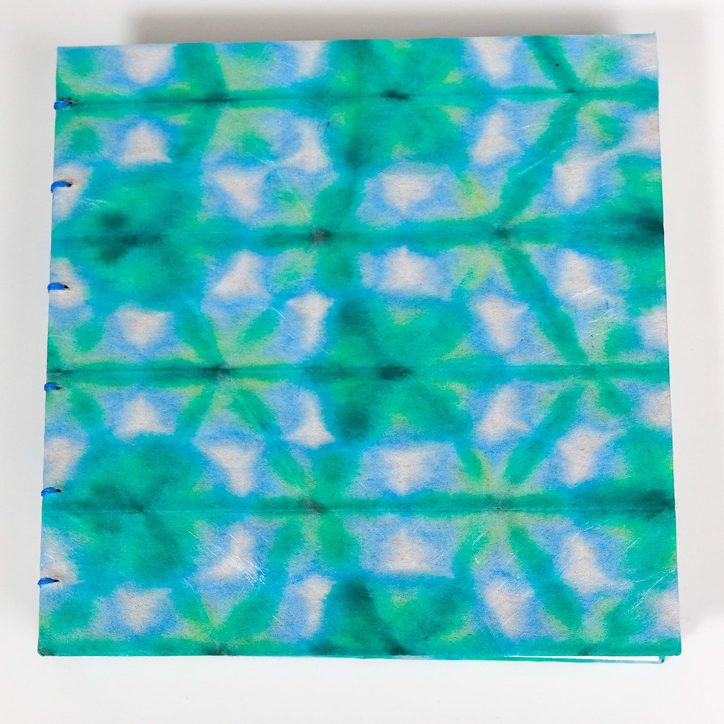 Handmade Watercolor Journal – Blue & Green Triangles