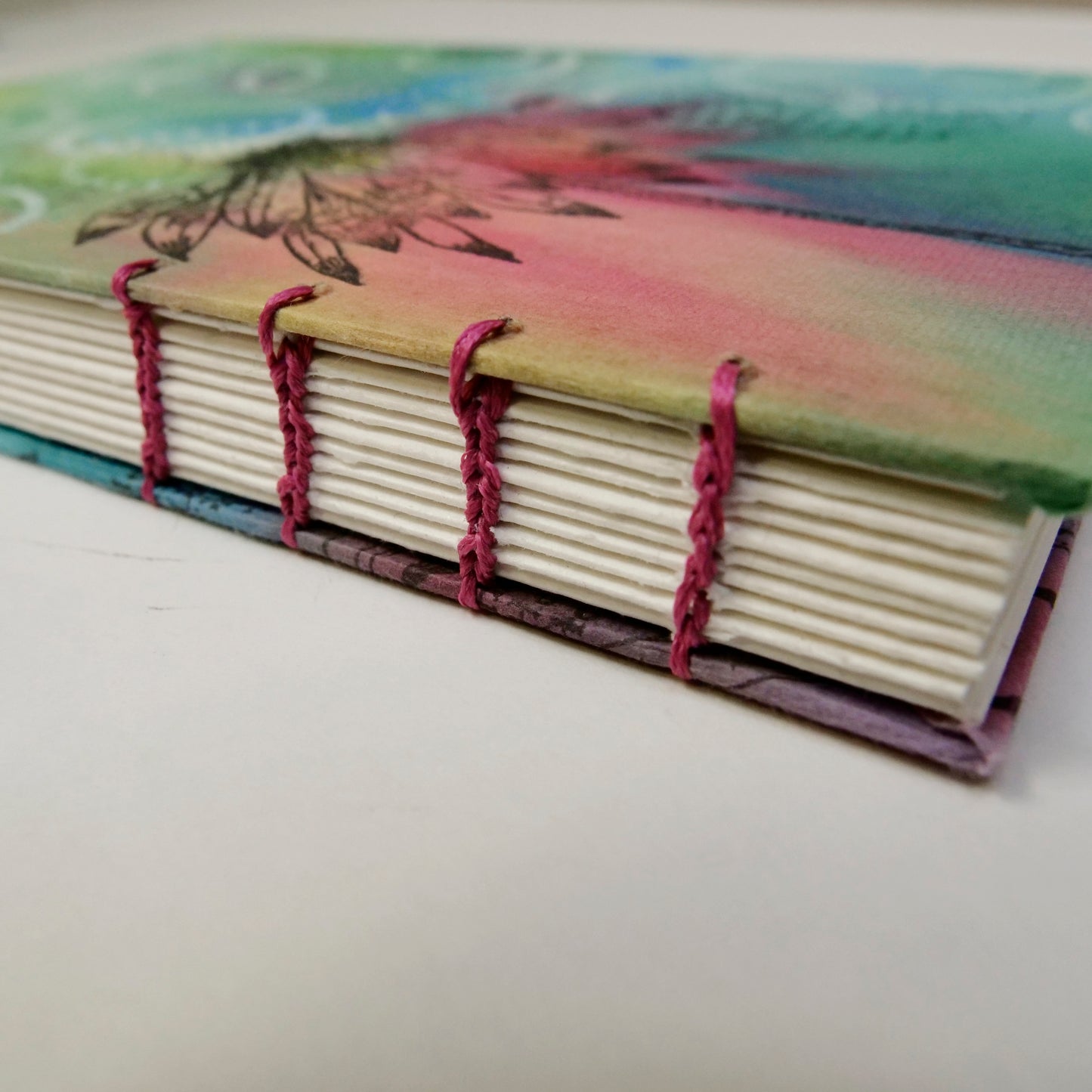 Coptic Handstitched Watercolor Art Journal - Coneflower