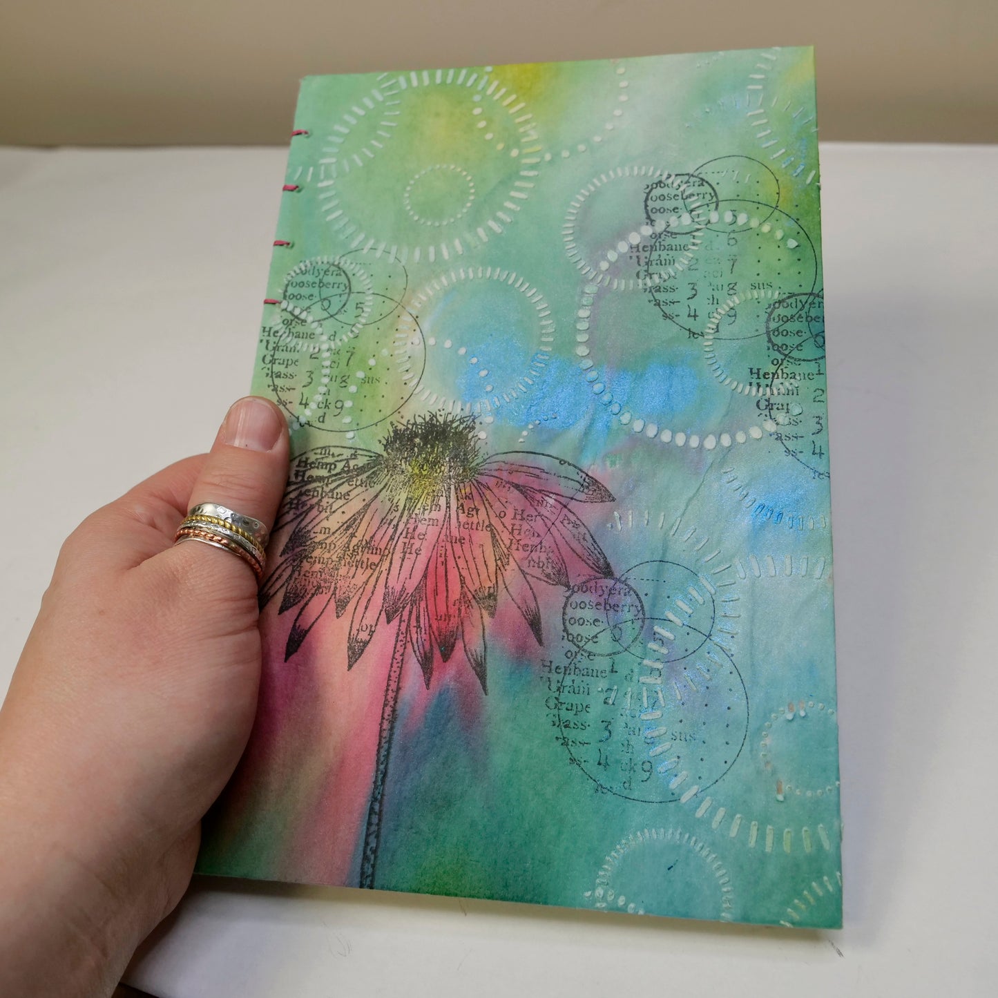 Coptic Handstitched Watercolor Art Journal - Coneflower