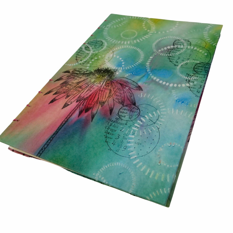 Coptic Handstitched Watercolor Art Journal - Coneflower